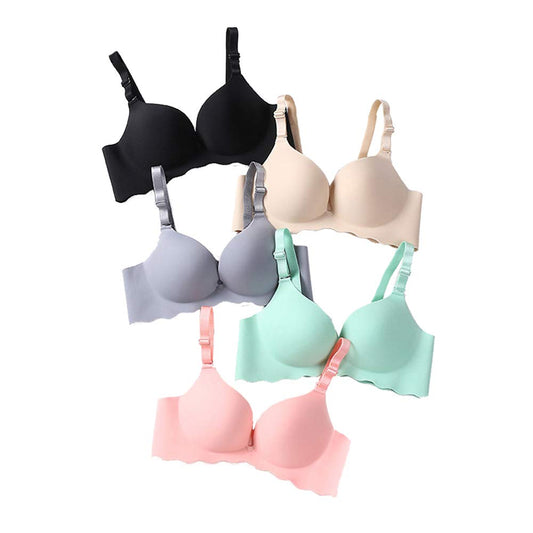 Eleplus Pack of 5 Women Comfort No Wire Bras Seamless No Show Bra Pack